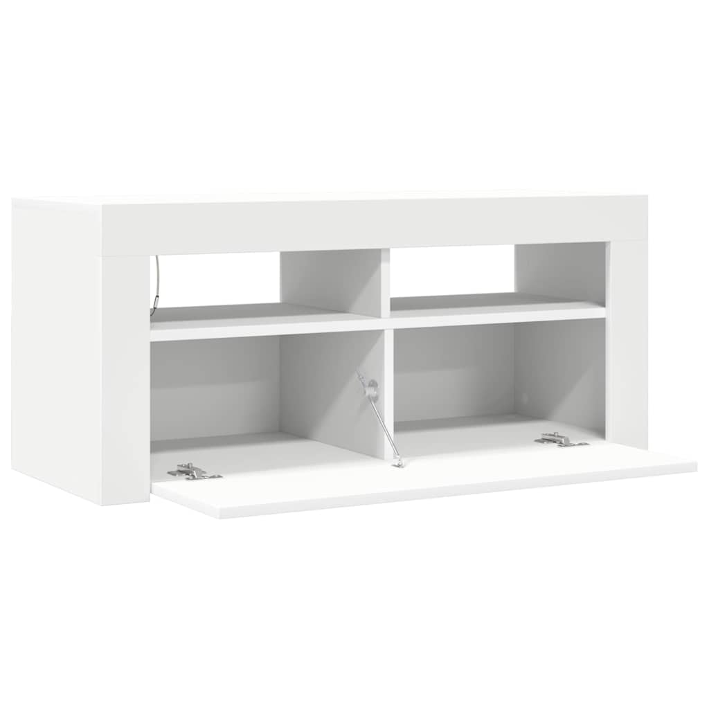 TV skapītis ar LED apgaismojumu, balts, 90x35x40cm