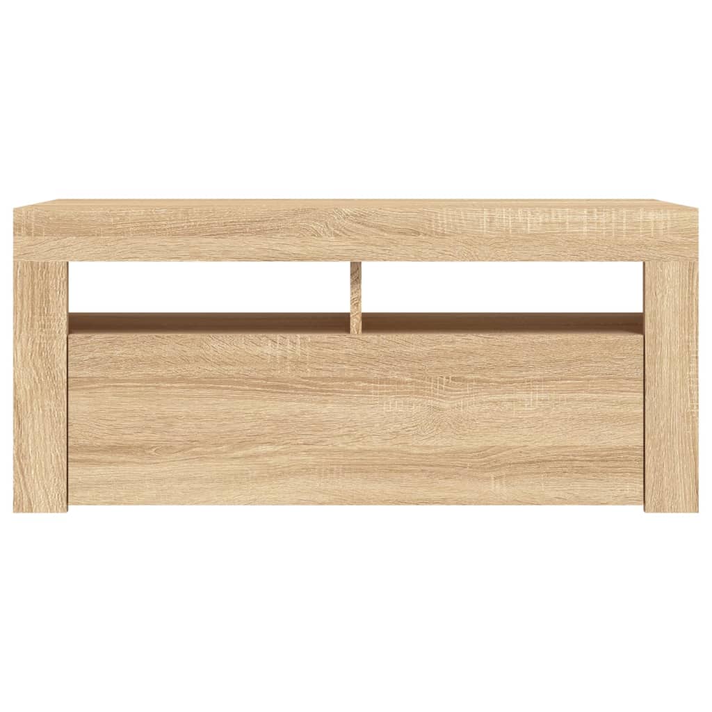TV Cabinet with LED Lighting, Oak, 90x35x40cm