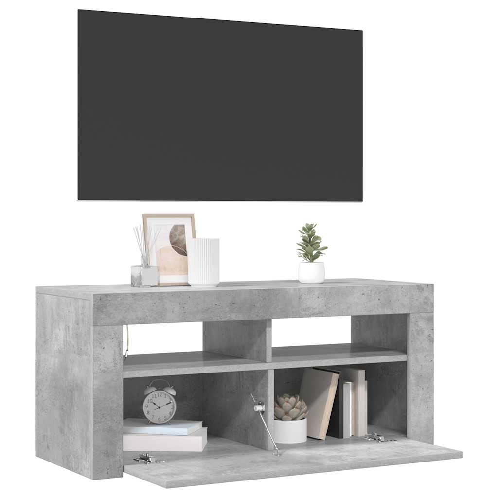 TV spintelė su LED apšvietimu, betono pilka, 90x35x40cm