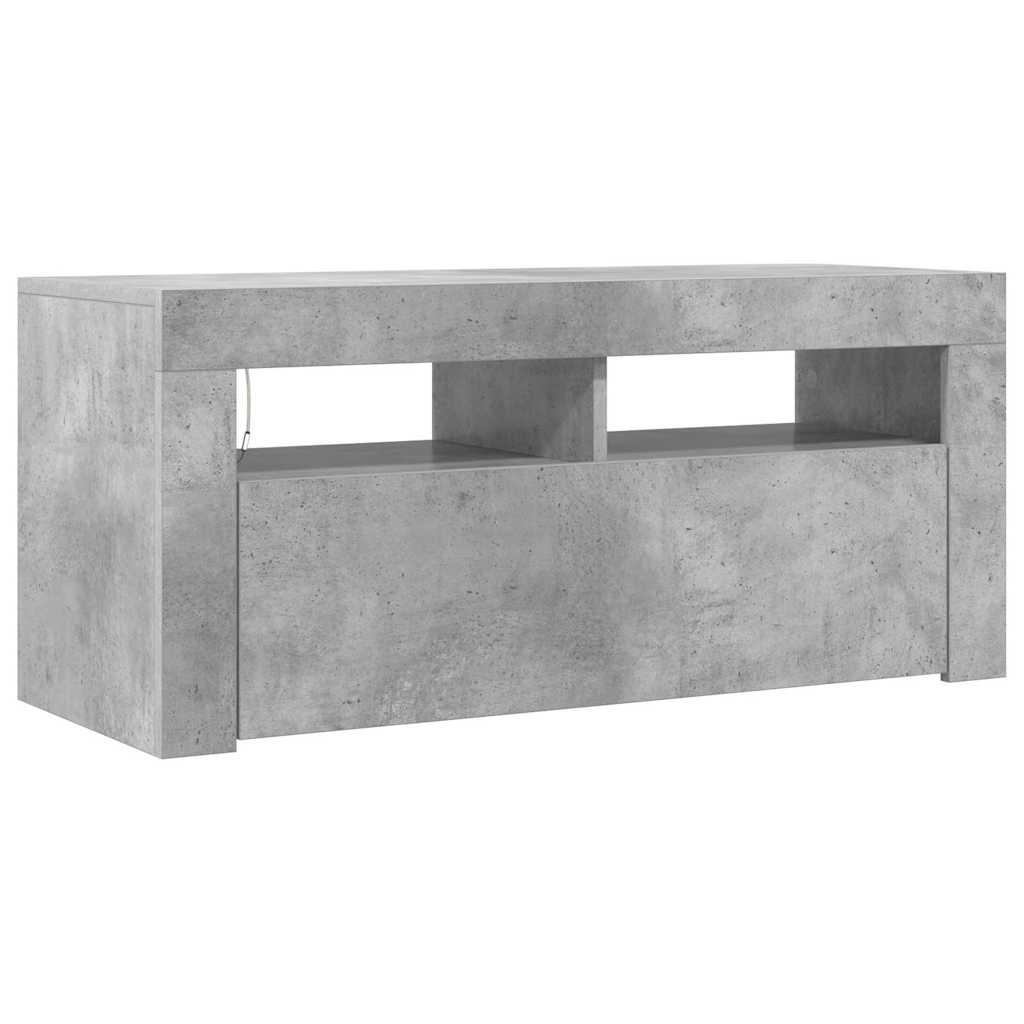 TV spintelė su LED apšvietimu, betono pilka, 90x35x40cm