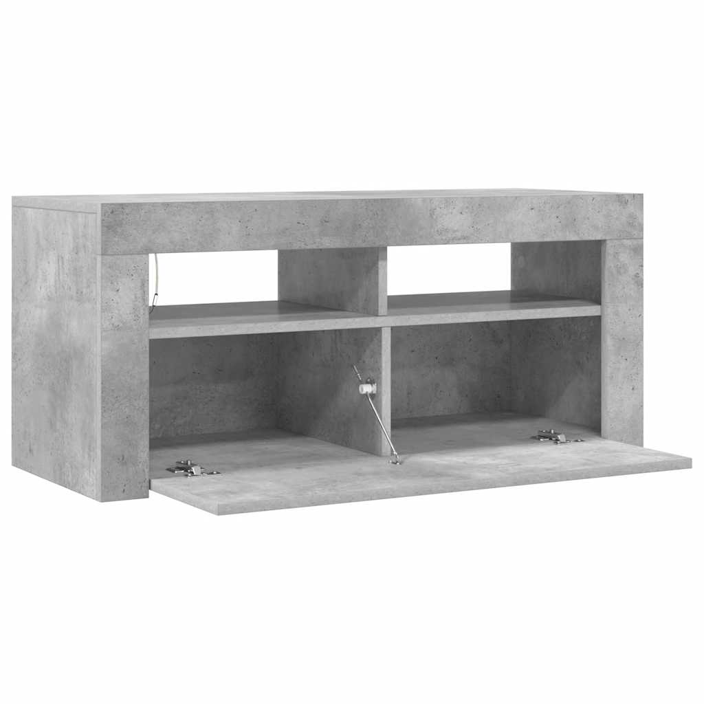 TV spintelė su LED apšvietimu, betono pilka, 90x35x40cm