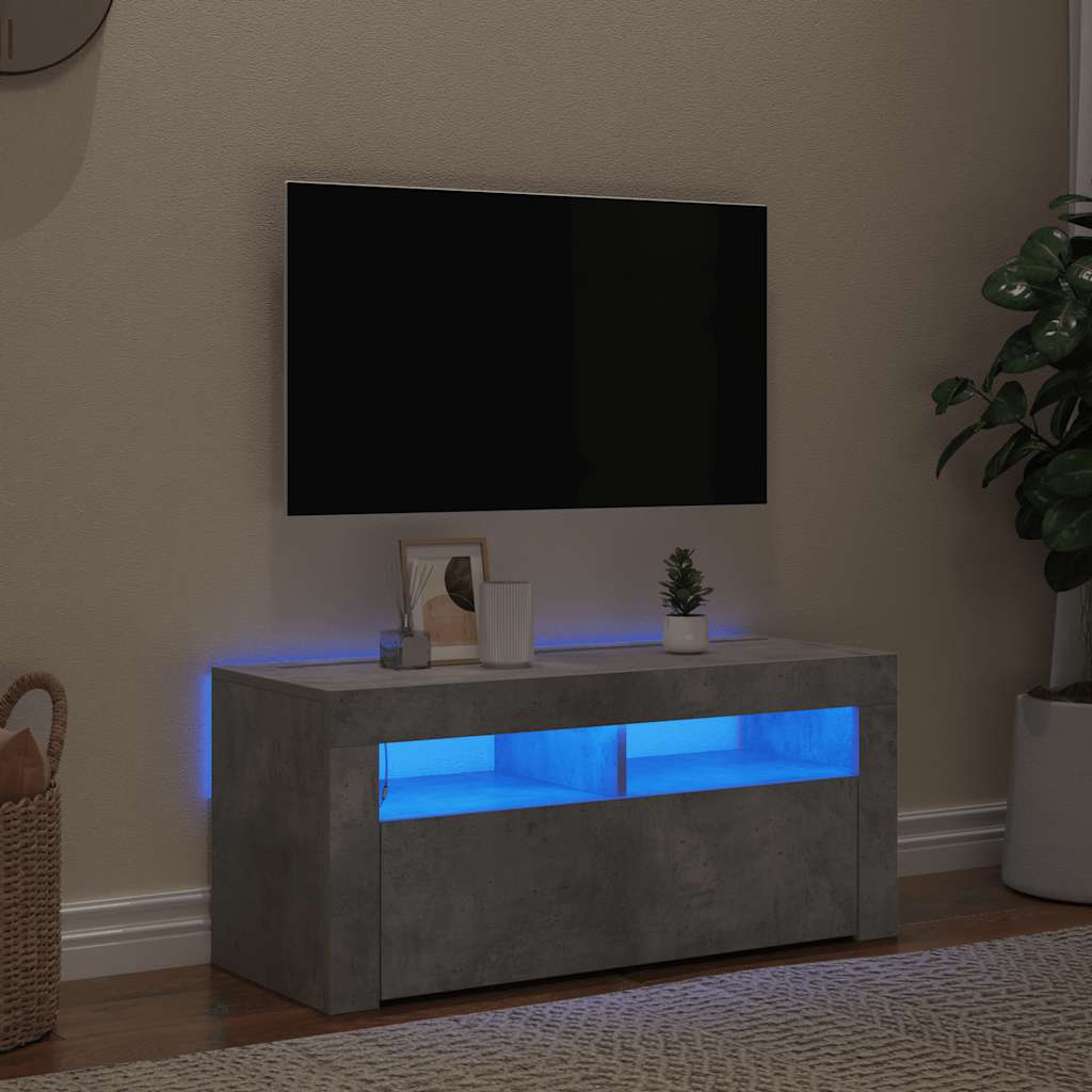 TV spintelė su LED apšvietimu, betono pilka, 90x35x40cm