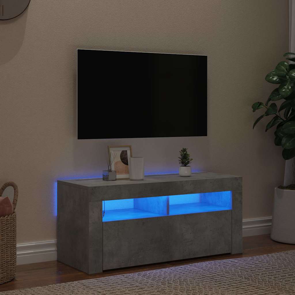 TV spintelė su LED apšvietimu, betono pilka, 90x35x40cm