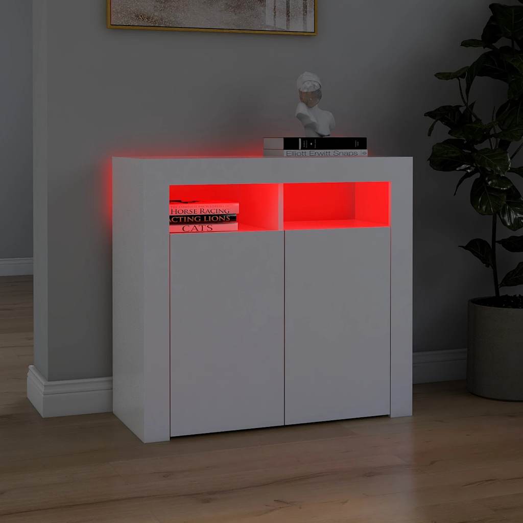Sideboard with LED lighting, white, 80x35x75cm