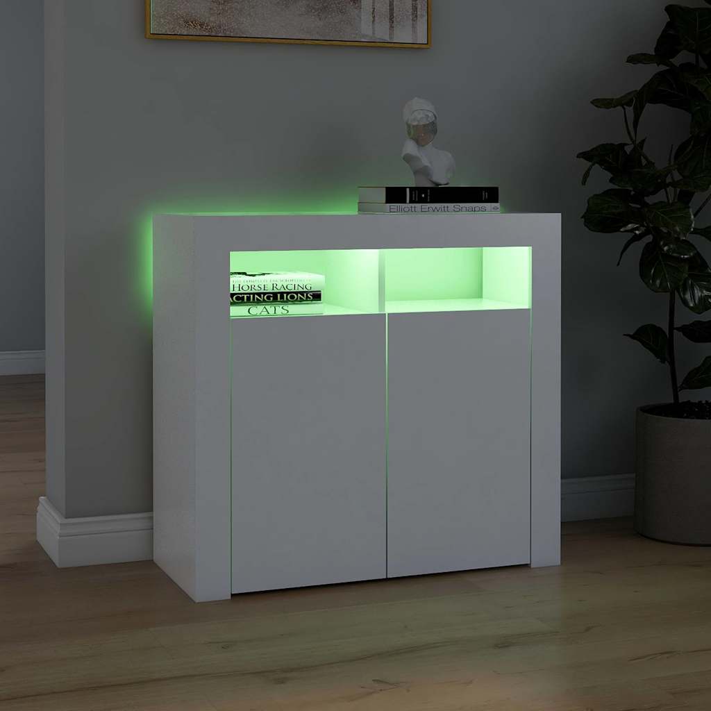 Sideboard with LED lighting, white, 80x35x75cm