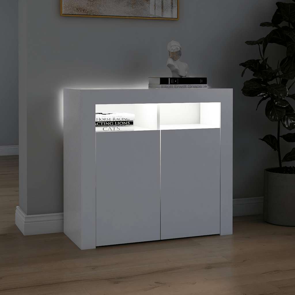 Sideboard with LED lighting, white, 80x35x75cm