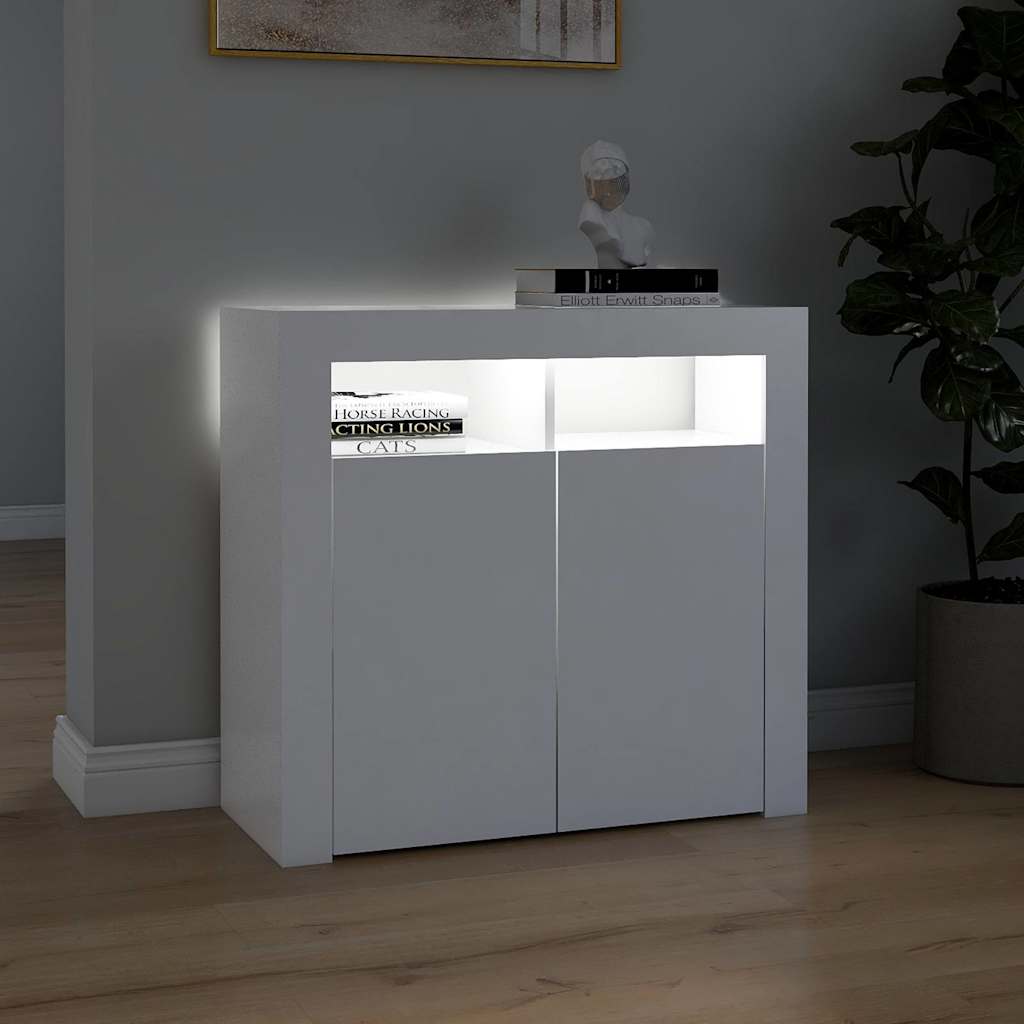 Sideboard with LED lighting, white, 80x35x75cm