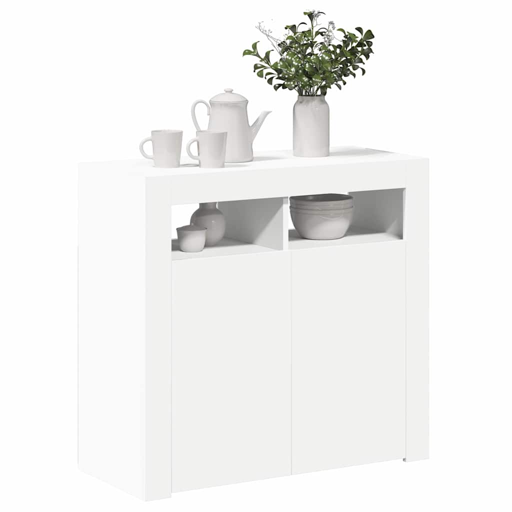 Sideboard with LED lighting, white, 80x35x75cm