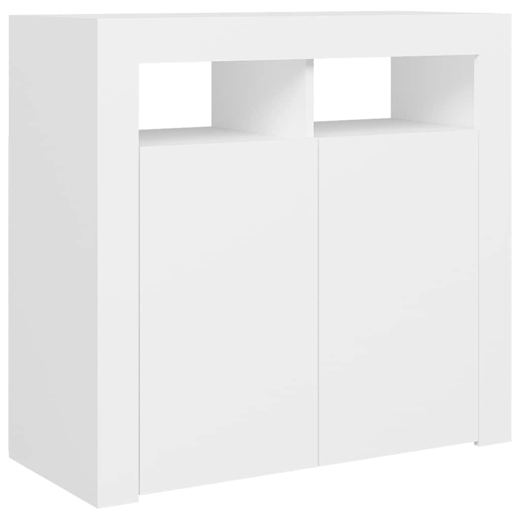 Šoninė spintelė su LED apšvietimu, baltos spalvos, 80x35x75cm