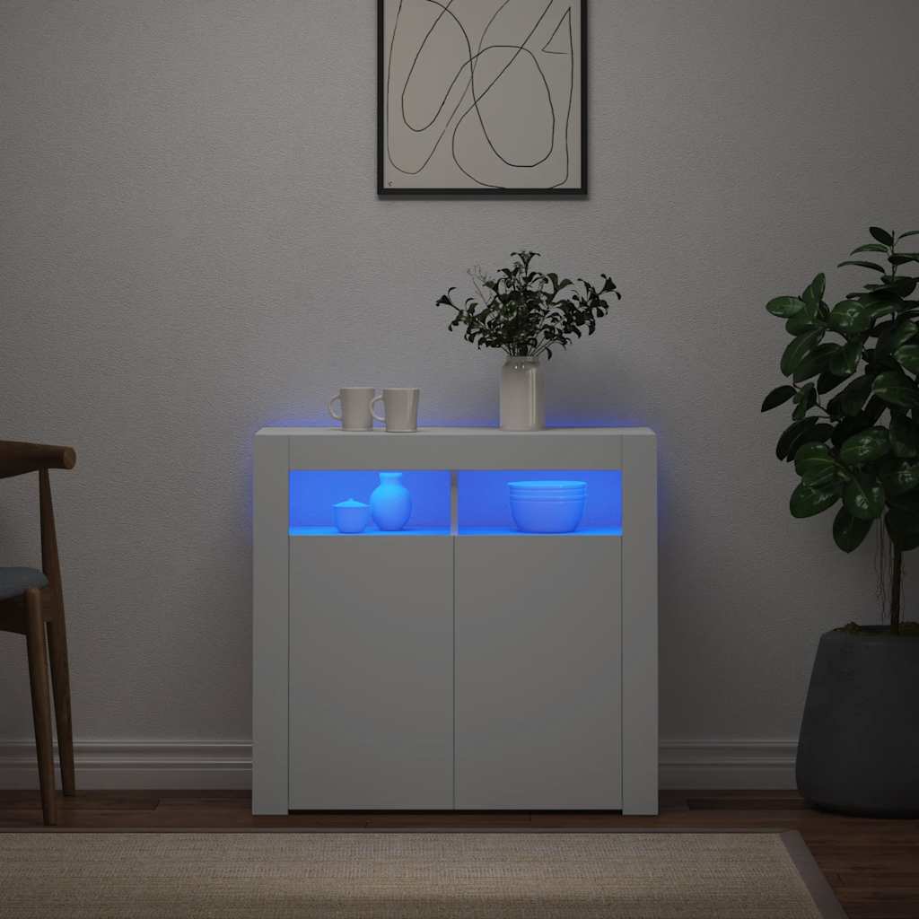 Sideboard with LED lighting, white, 80x35x75cm