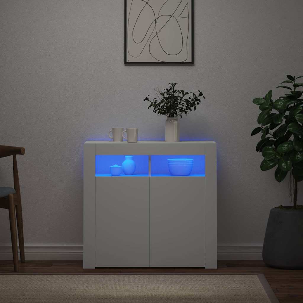 Sideboard with LED lighting, white, 80x35x75cm