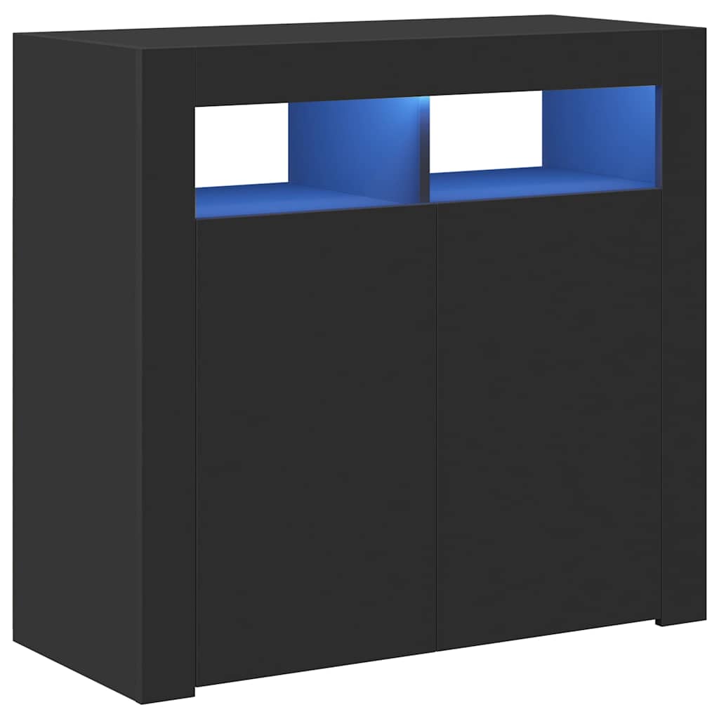 Šoninė spintelė su LED apšvietimu, juodos spalvos, 80x35x75cm
