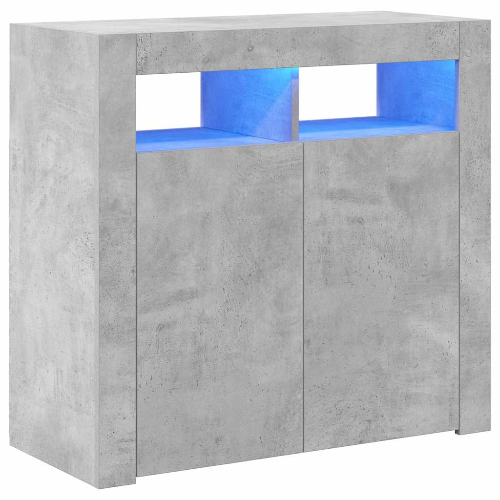Šoninė spintelė su LED apšvietimu, betono pilka, 80x35x75cm