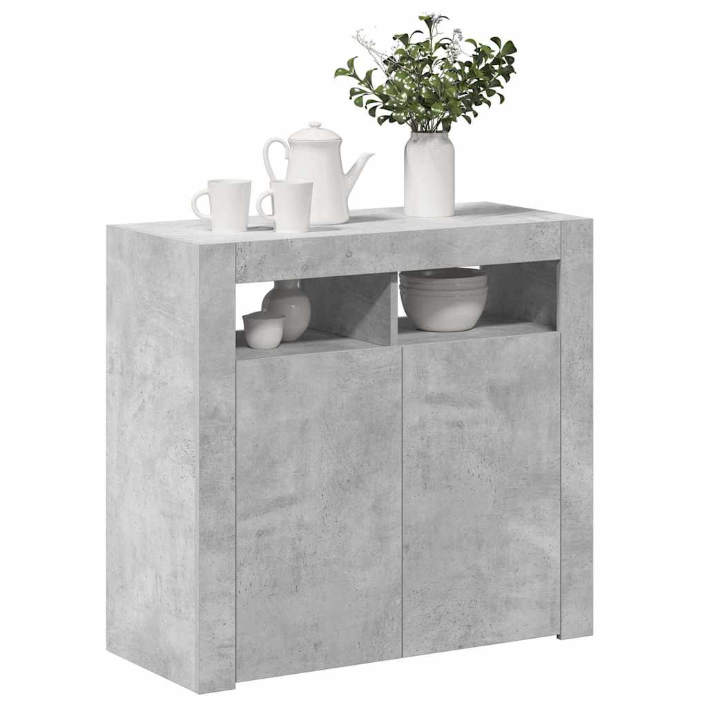 Šoninė spintelė su LED apšvietimu, betono pilka, 80x35x75cm