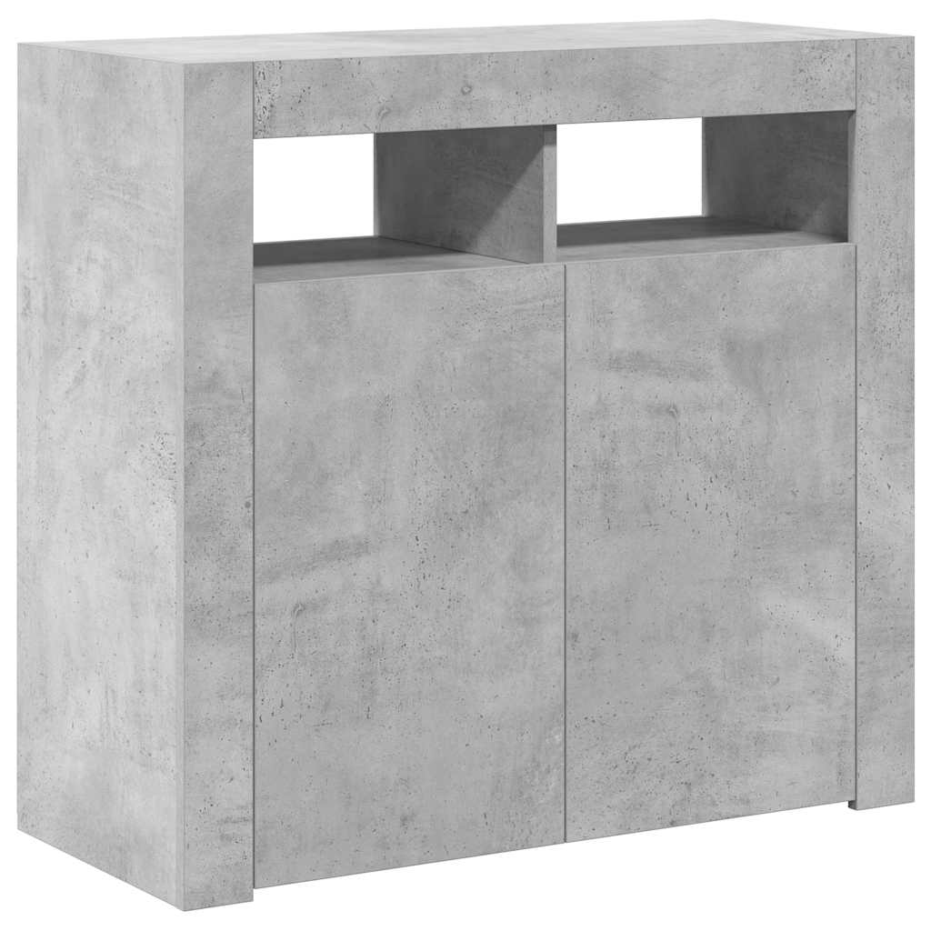 Šoninė spintelė su LED apšvietimu, betono pilka, 80x35x75cm