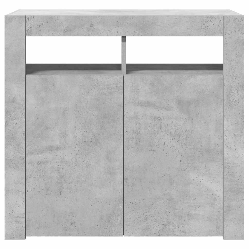 Šoninė spintelė su LED apšvietimu, betono pilka, 80x35x75cm