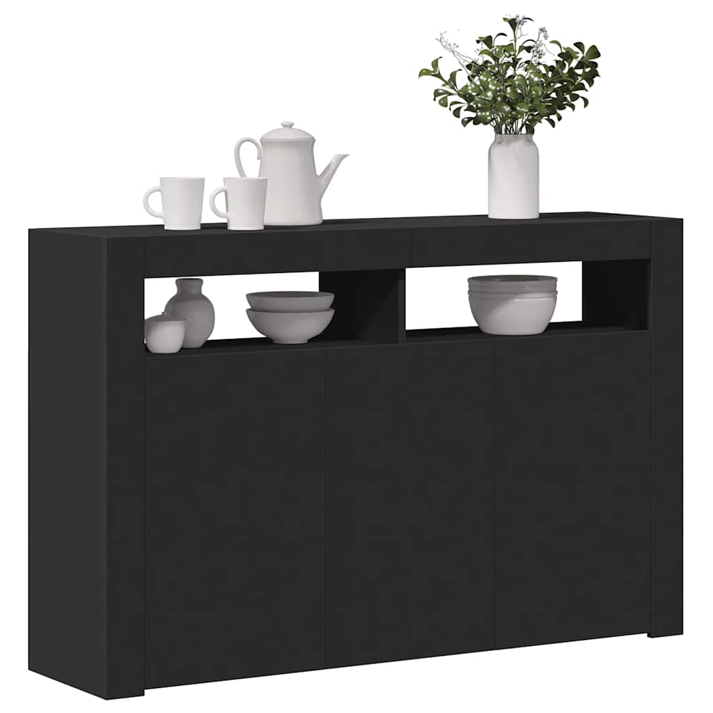 Šoninė spintelė su LED apšvietimu, juoda, 115,5x30x75cm