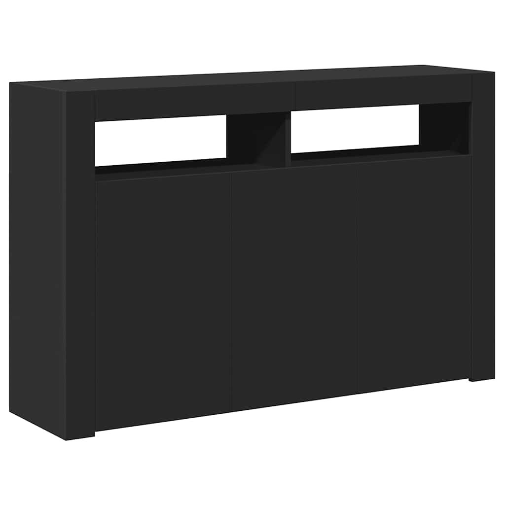 Šoninė spintelė su LED apšvietimu, juoda, 115,5x30x75cm