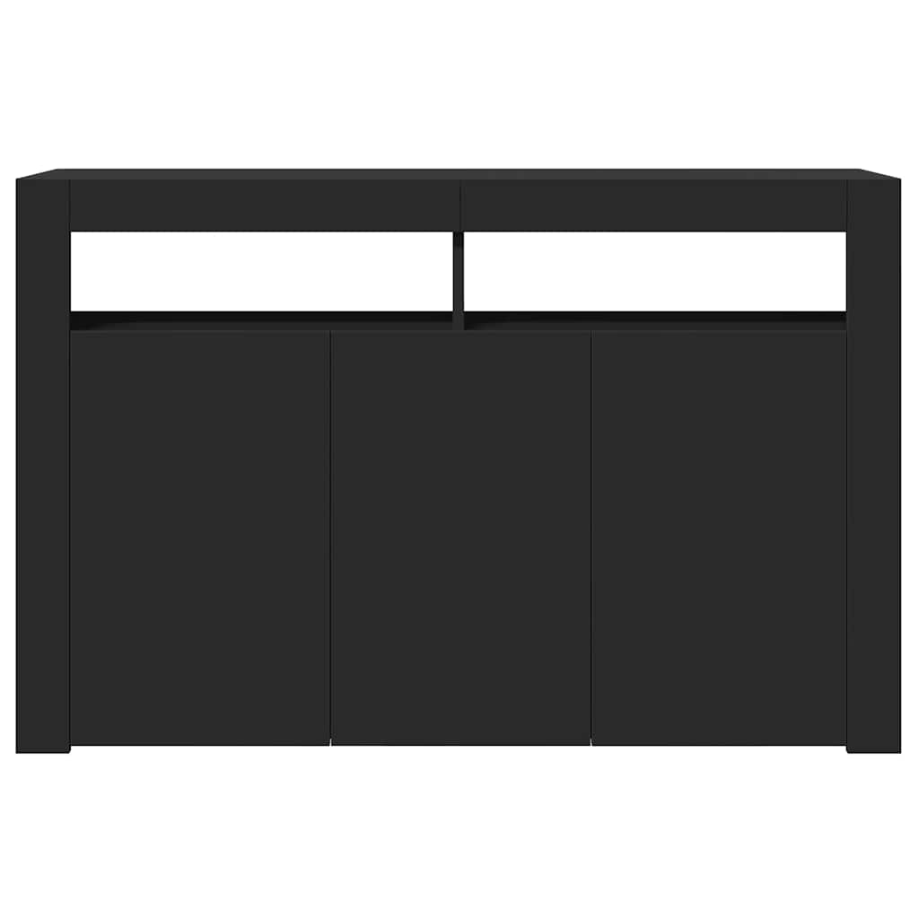 Šoninė spintelė su LED apšvietimu, juoda, 115,5x30x75cm