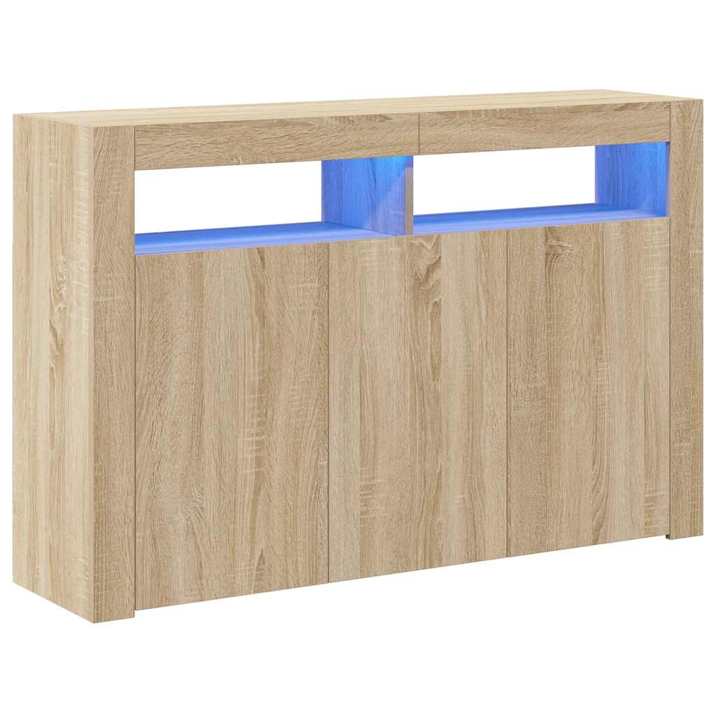 Sānu skapītis ar LED apgaismojumu, ozolkoka, 115,5x30x75cm