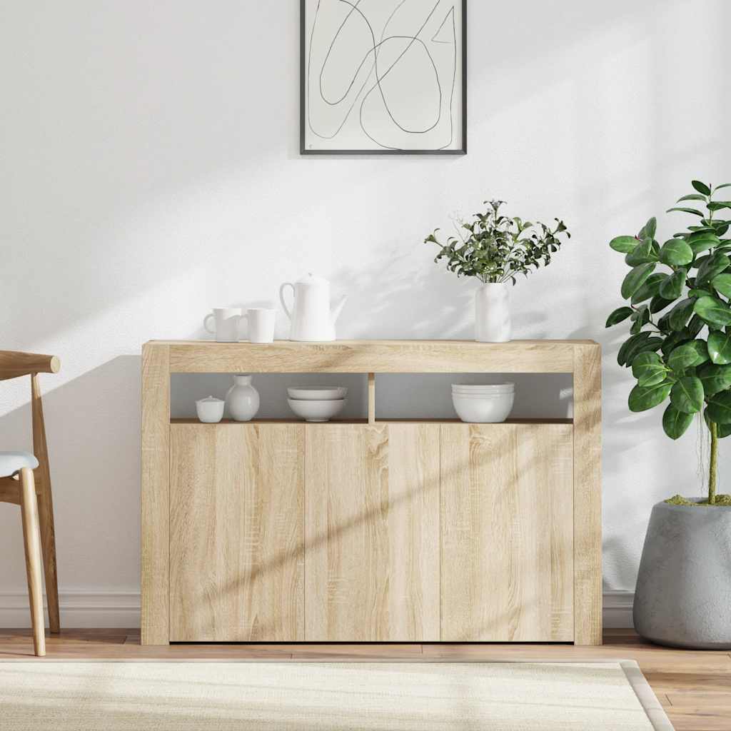 Sānu skapītis ar LED apgaismojumu, ozolkoka, 115,5x30x75cm