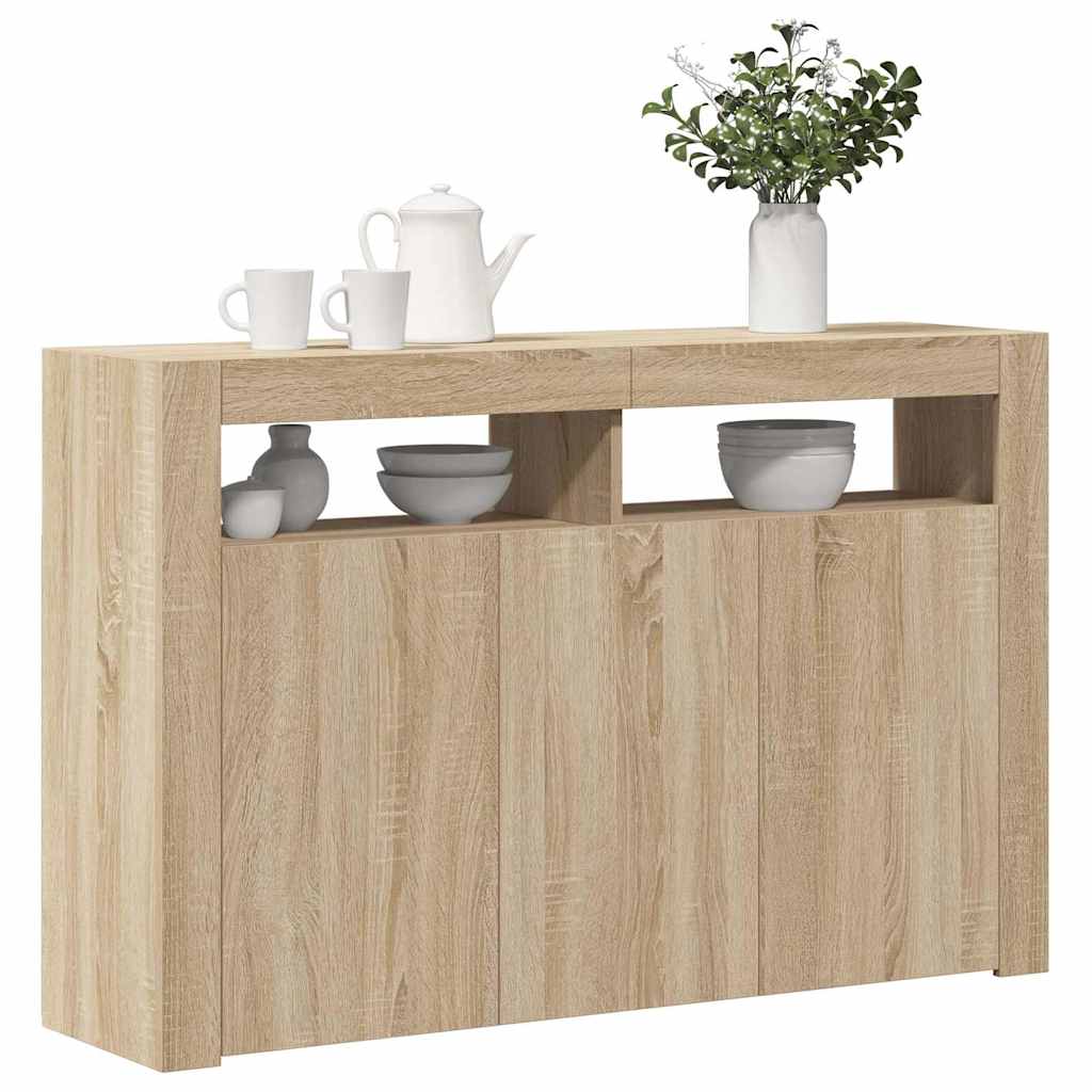 Sānu skapītis ar LED apgaismojumu, ozolkoka, 115,5x30x75cm