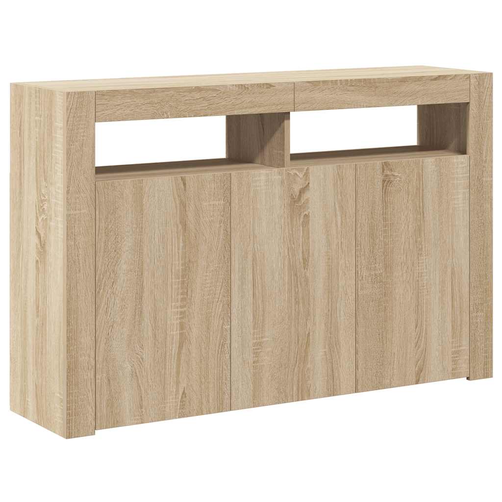 Sānu skapītis ar LED apgaismojumu, ozolkoka, 115,5x30x75cm