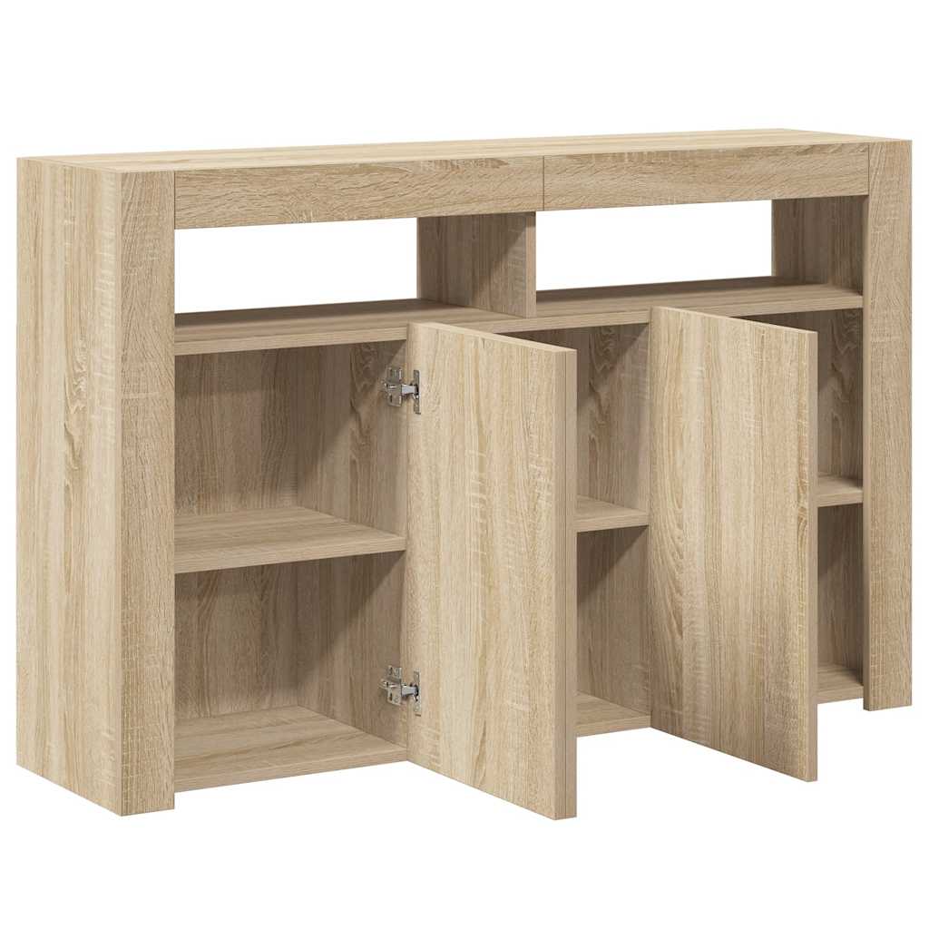 Sānu skapītis ar LED apgaismojumu, ozolkoka, 115,5x30x75cm