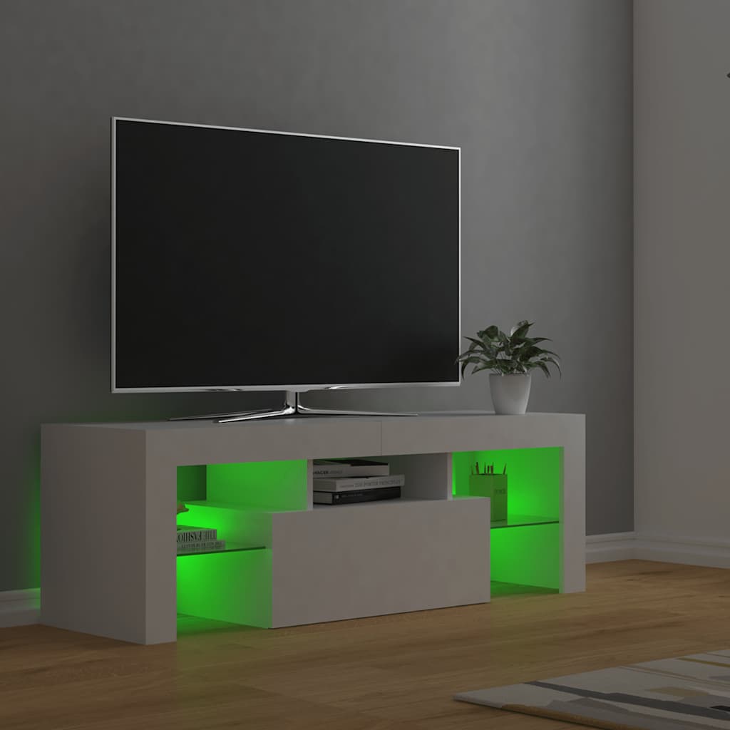 TV skapītis ar LED apgaismojumu, balts, 120x35x40cm