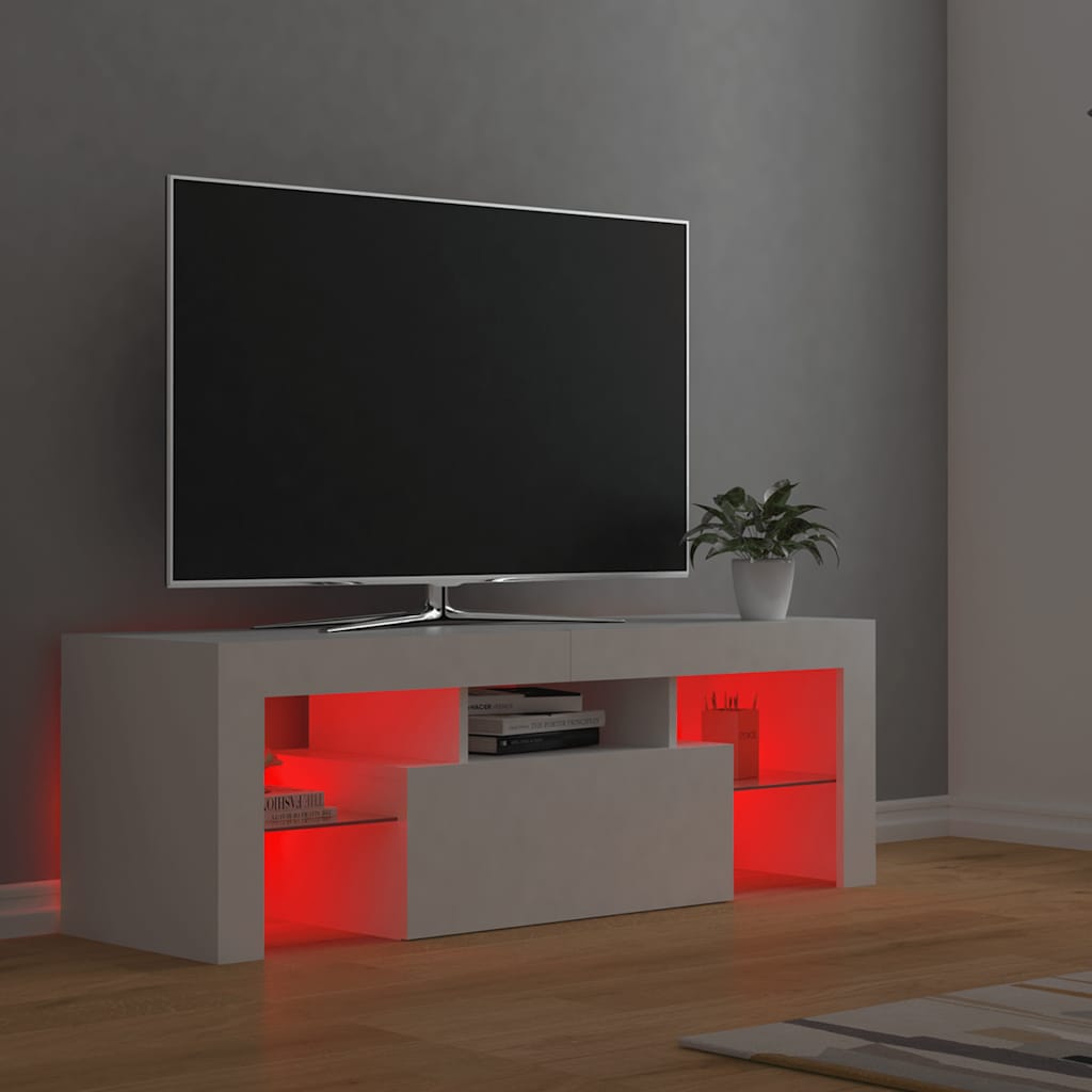 TV skapītis ar LED apgaismojumu, balts, 120x35x40cm
