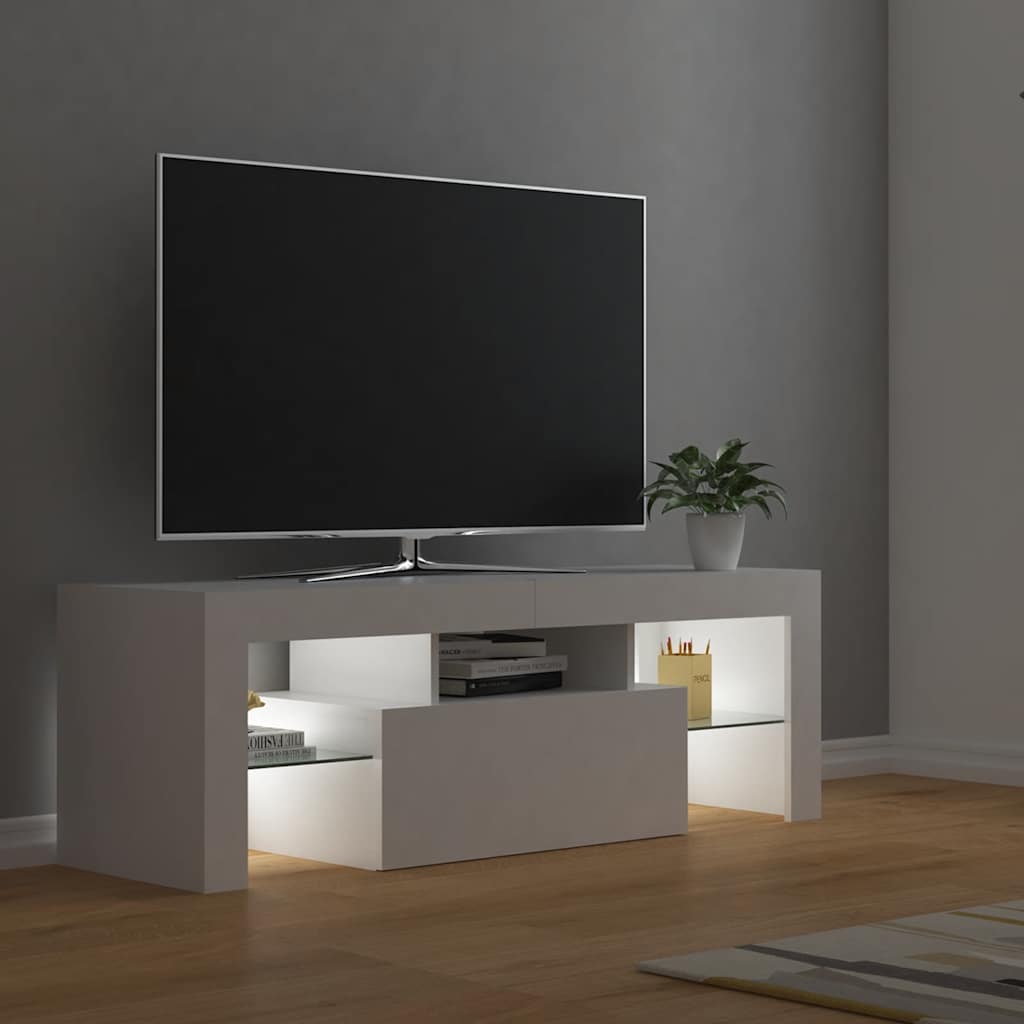 TV skapītis ar LED apgaismojumu, balts, 120x35x40cm