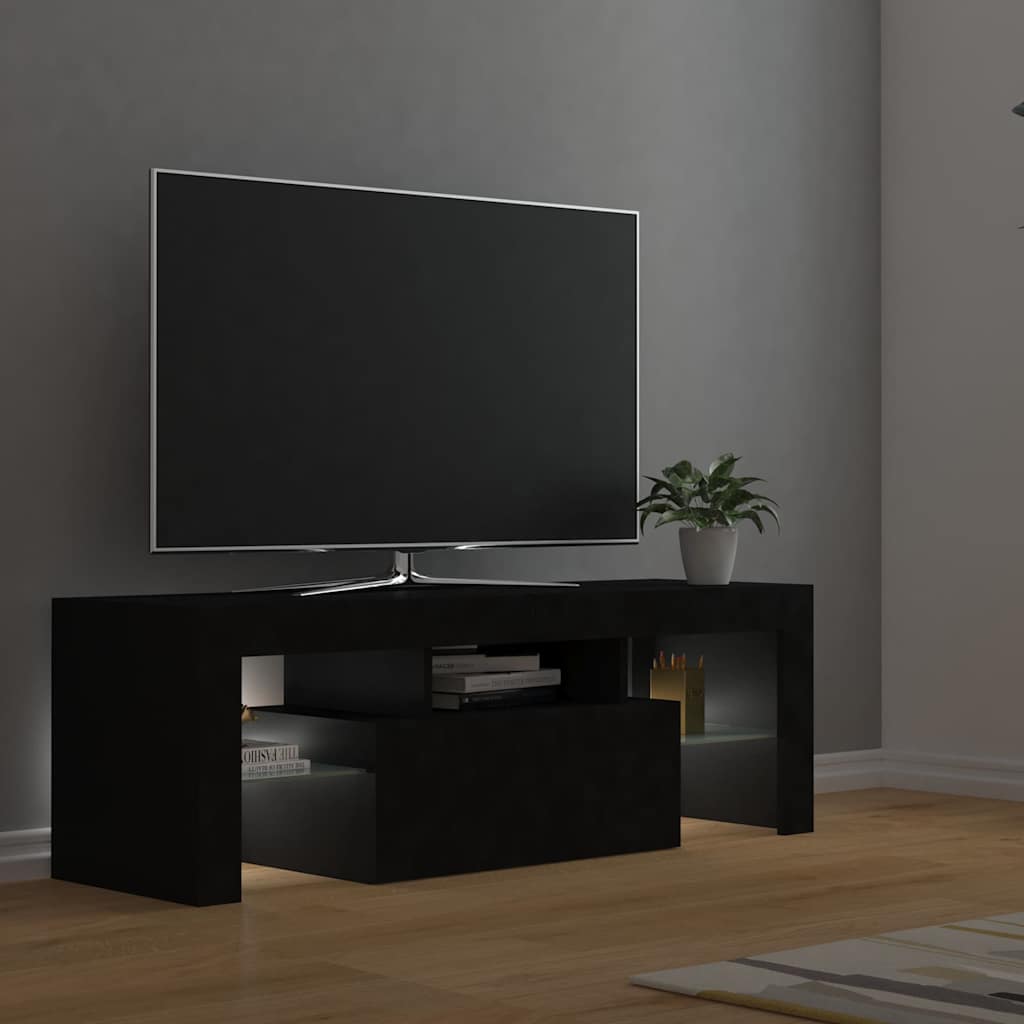 Televizoriaus spintelė su LED apšvietimu, juoda, 120x35x40cm