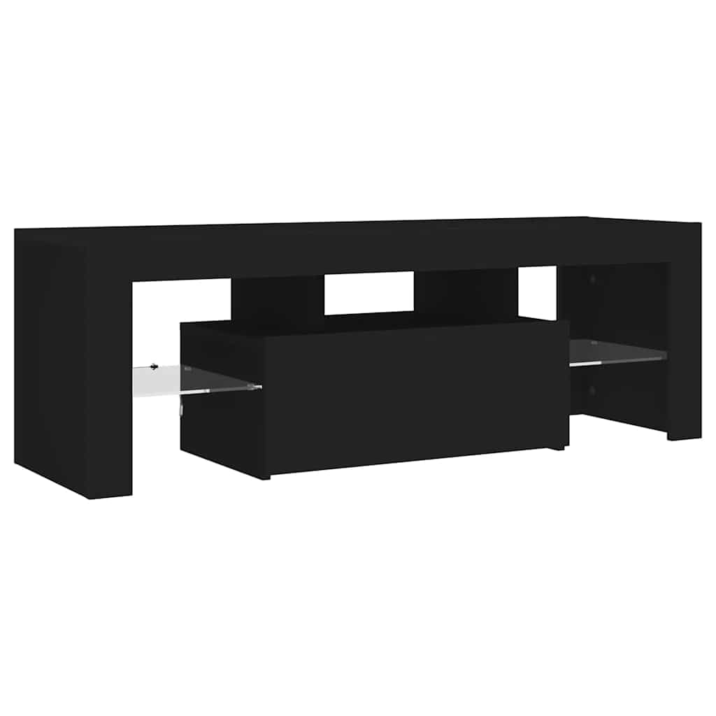 TV skapītis ar LED apgaismojumu, melns, 120x35x40cm