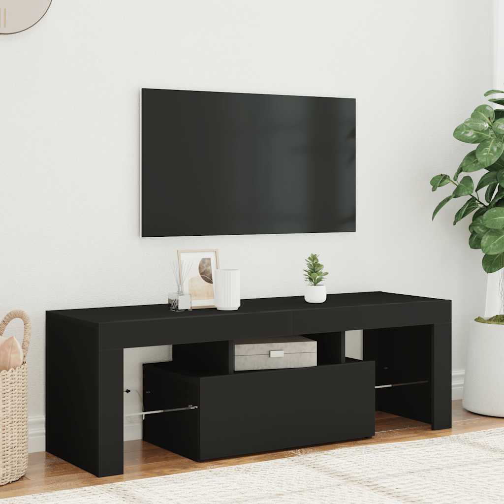 TV skapītis ar LED apgaismojumu, melns, 120x35x40cm
