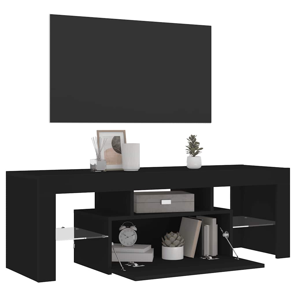 TV skapītis ar LED apgaismojumu, melns, 120x35x40cm