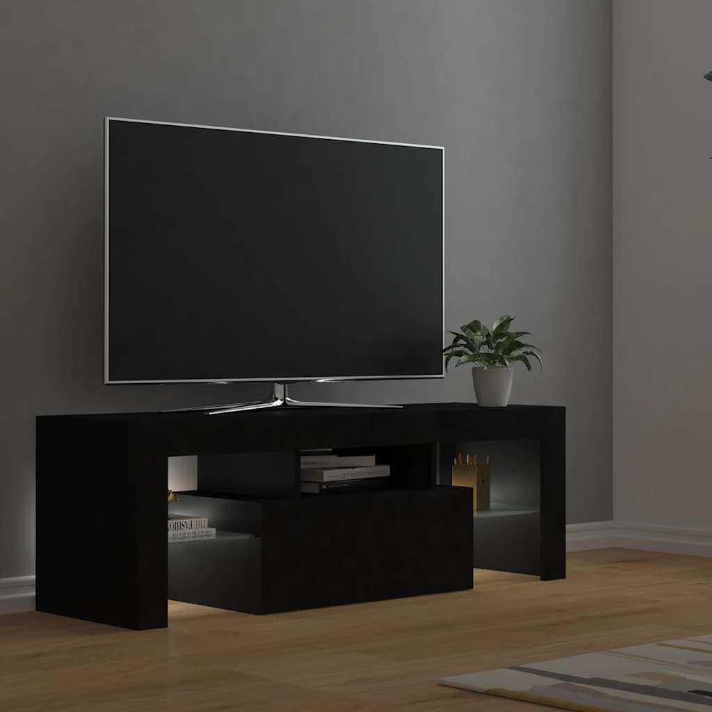 TV skapītis ar LED apgaismojumu, melns, 120x35x40cm