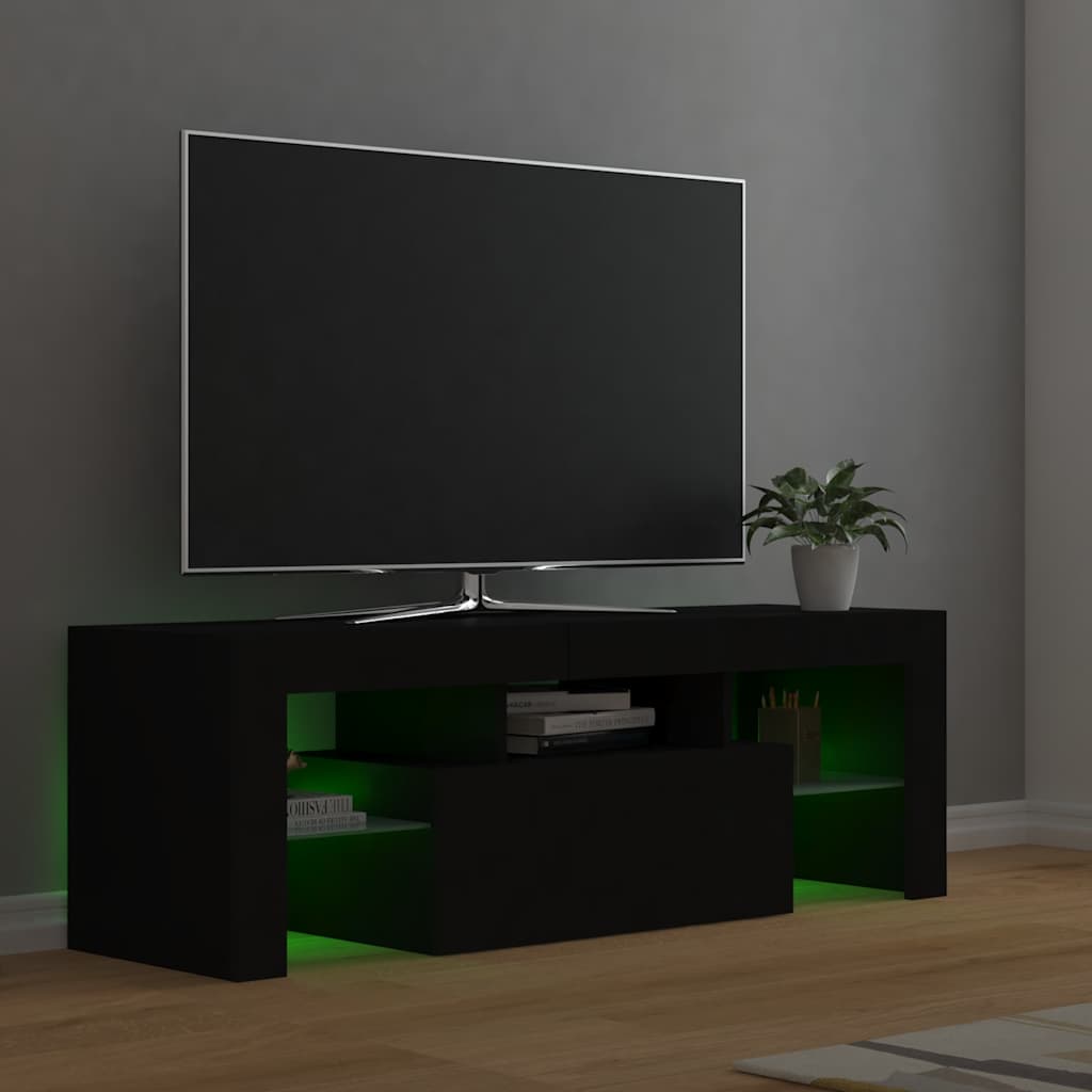 TV skapītis ar LED apgaismojumu, melns, 120x35x40cm