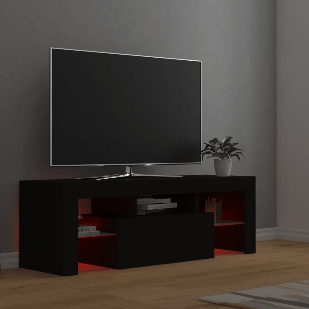 TV skapītis ar LED apgaismojumu, melns, 120x35x40cm