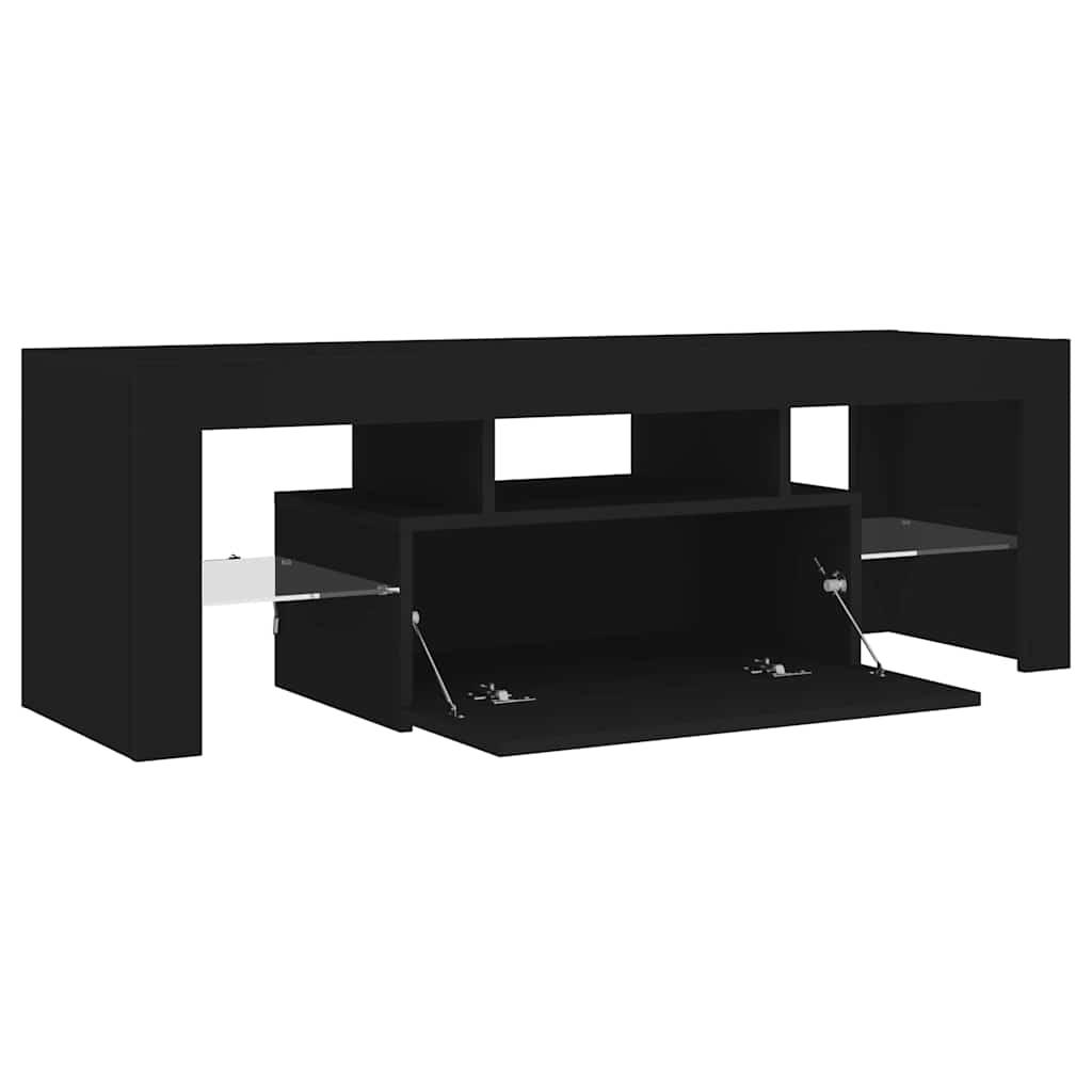 TV skapītis ar LED apgaismojumu, melns, 120x35x40cm