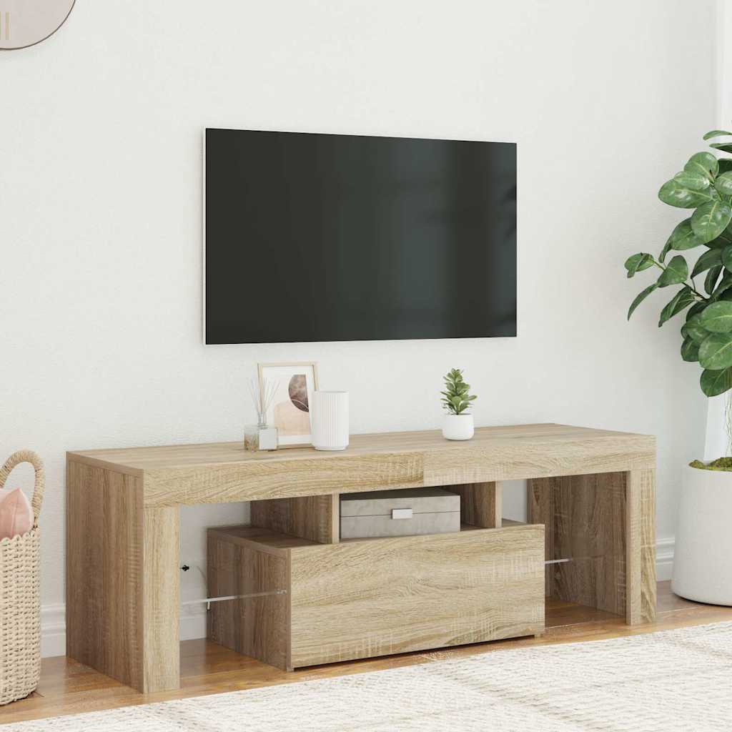 Televizora skapītis ar LED apgaismojumu, ozolkoka, 120x35x40cm