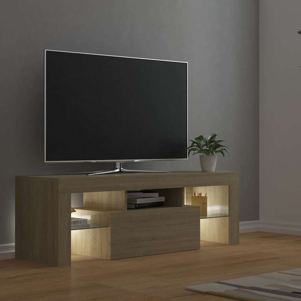 Televizora skapītis ar LED apgaismojumu, ozolkoka, 120x35x40cm