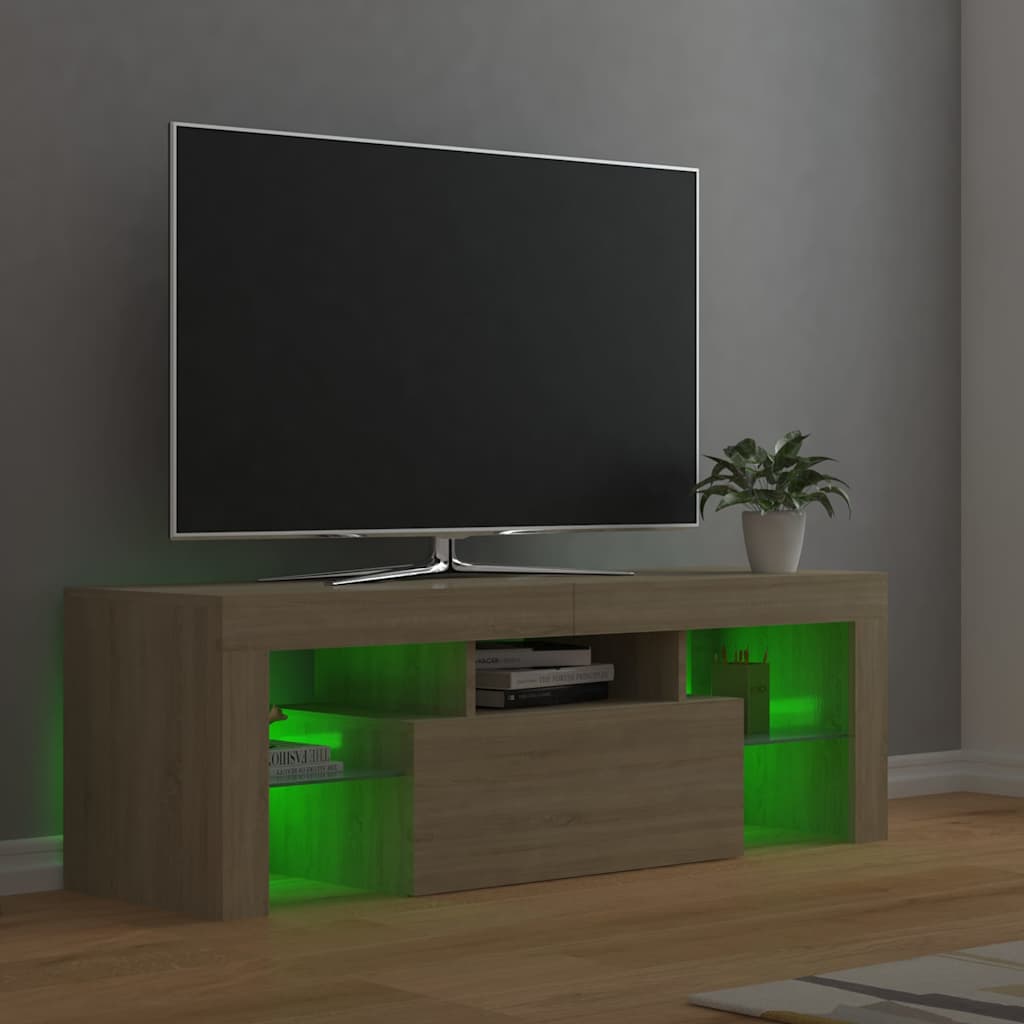 Televizora skapītis ar LED apgaismojumu, ozolkoka, 120x35x40cm