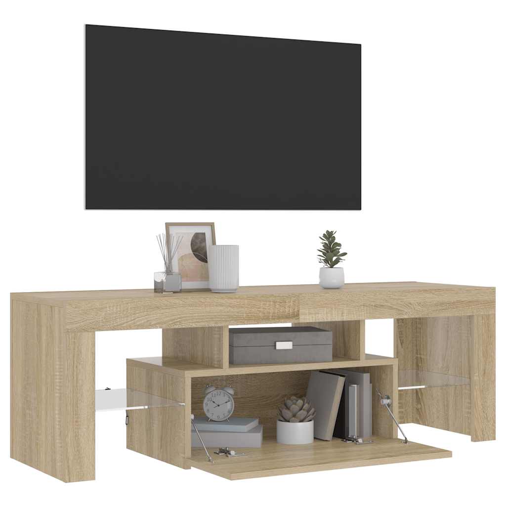Televizora skapītis ar LED apgaismojumu, ozolkoka, 120x35x40cm