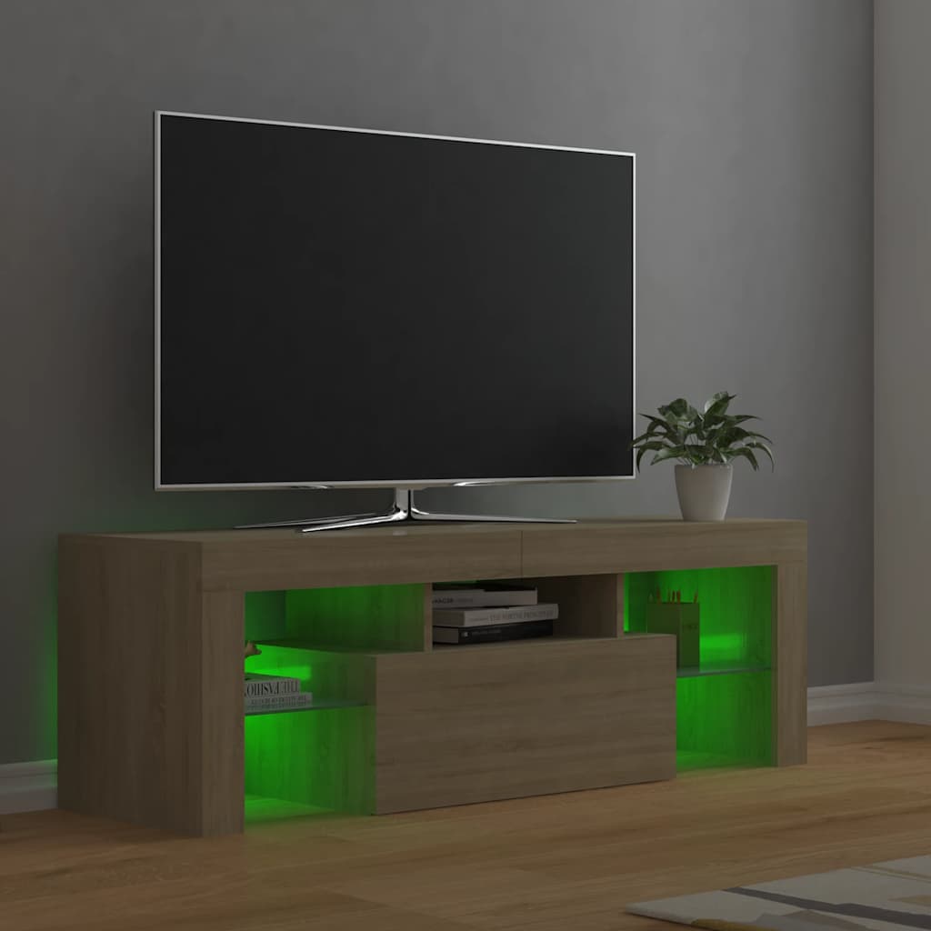 Televizora skapītis ar LED apgaismojumu, ozolkoka, 120x35x40cm