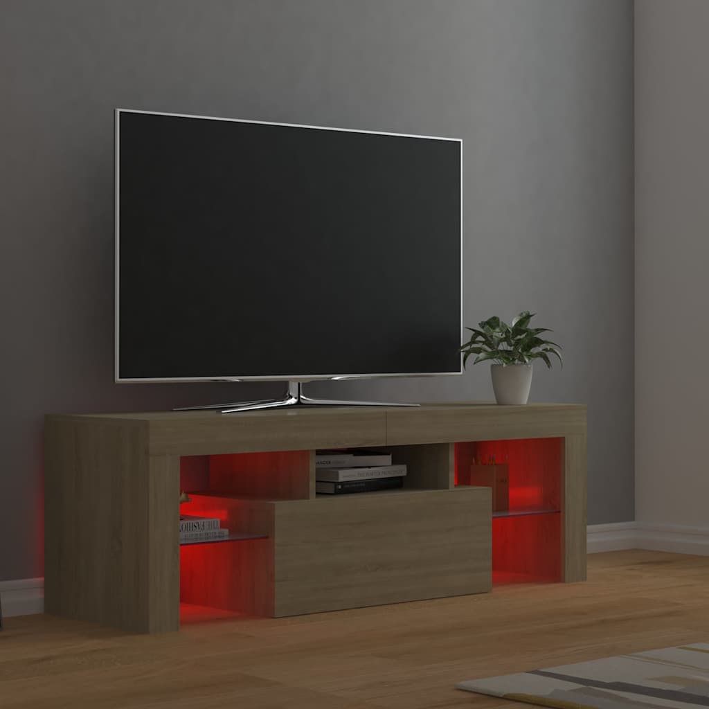 Televizora skapītis ar LED apgaismojumu, ozolkoka, 120x35x40cm