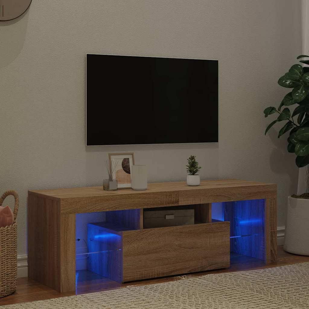 Televizora skapītis ar LED apgaismojumu, ozolkoka, 120x35x40cm