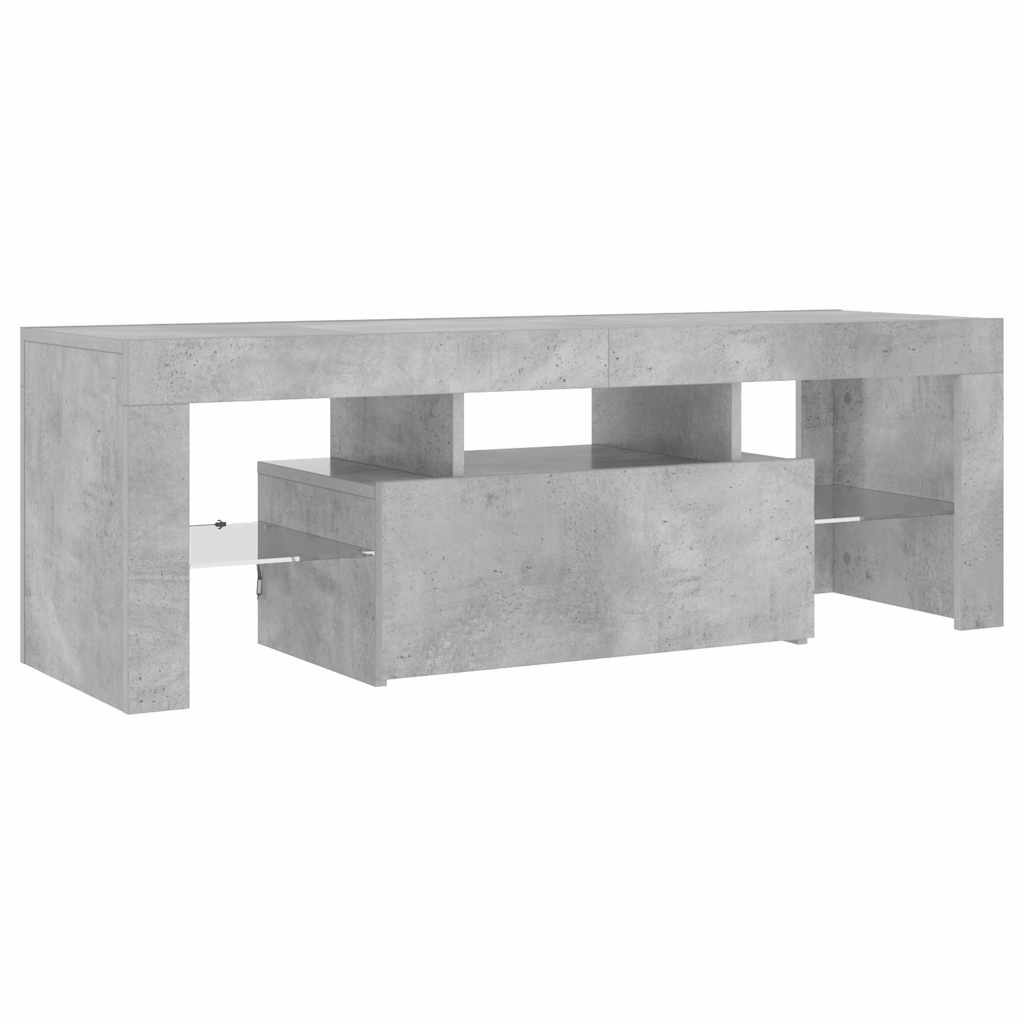 TV spintelė su LED apšvietimu, betono pilka, 120x35x40cm