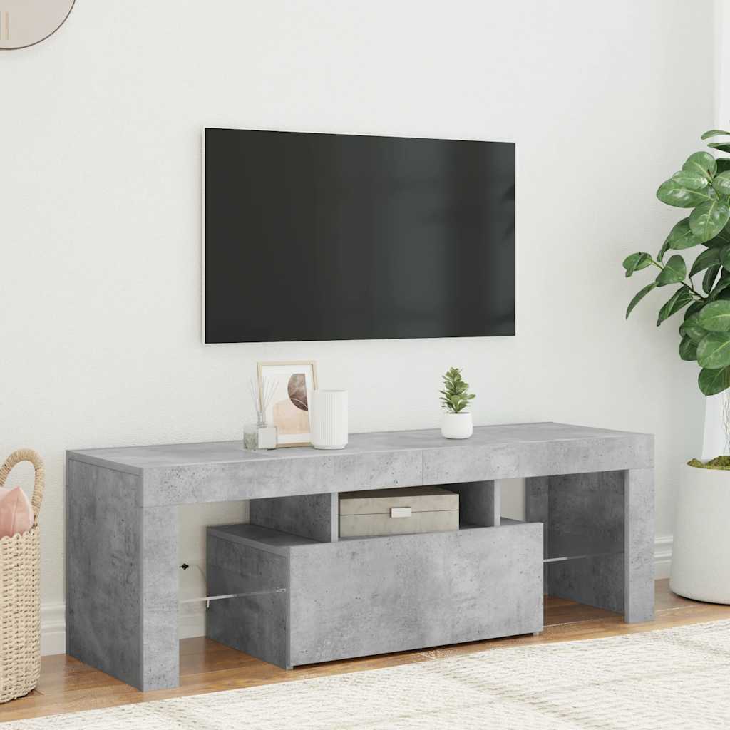 TV spintelė su LED apšvietimu, betono pilka, 120x35x40cm