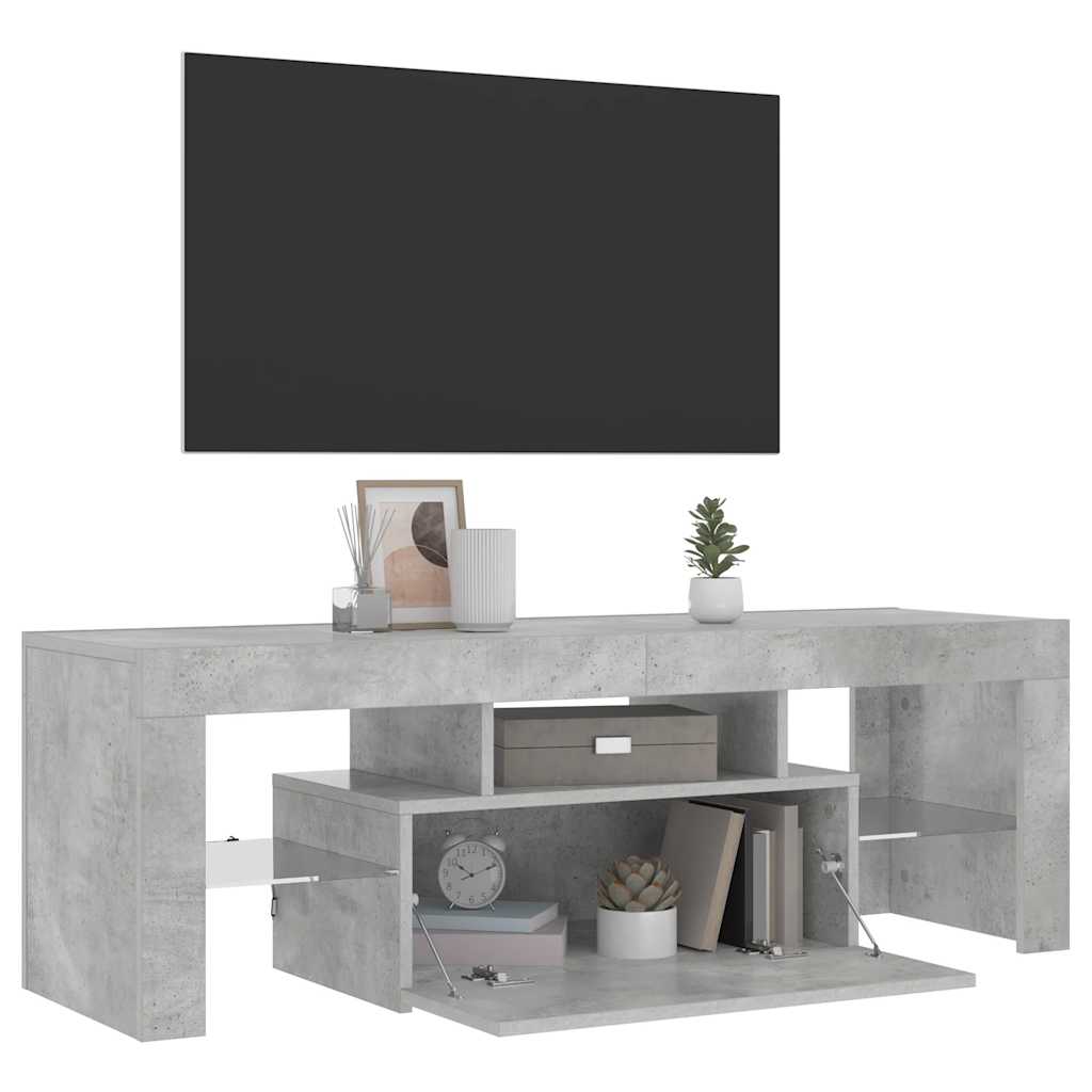 TV spintelė su LED apšvietimu, betono pilka, 120x35x40cm