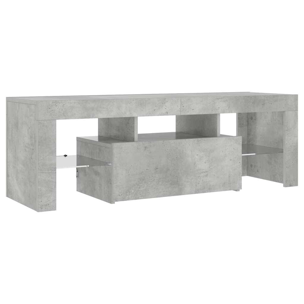 TV spintelė su LED apšvietimu, betono pilka, 120x35x40cm